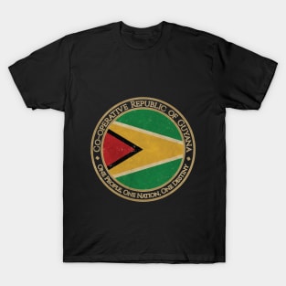 Vintage Co operative Republic of Guyana USA South America United States Flag T-Shirt